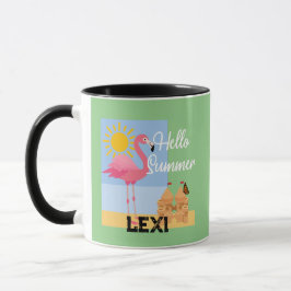 Caneca Hello Summer Pink Flamingo Design - Combo Mug