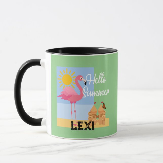 Caneca Hello Summer Pink Flamingo Design - Combo Mug (Esquerda)