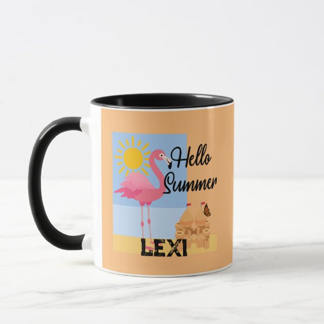 Caneca Hello Summer Pink Flamingo Design - Combo Mug (Esquerda)