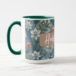 Caneca Hello Winter Pines & Flowers