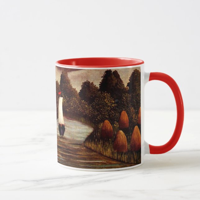 Caneca Henri Rousseau art: Os Bancos da Oise (Direita)