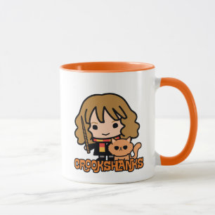 Caneca Hermione e Crookshanks de desenho animado
