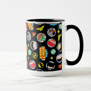 Caneca Heróis e logotipos da Liga da Justiça de Chibi