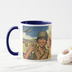 Caneca Heróis Patrióticos Vintage, Homens de Aviões Milit