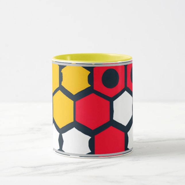 Caneca Hexágonos de Mug vermelha e amarela (Centro)