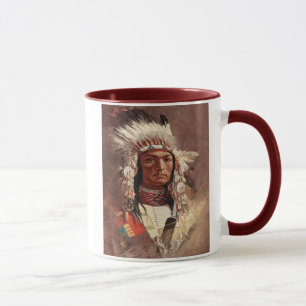 Caneca Hiawatha - Retrato Chefe Indiano Nativo Americano