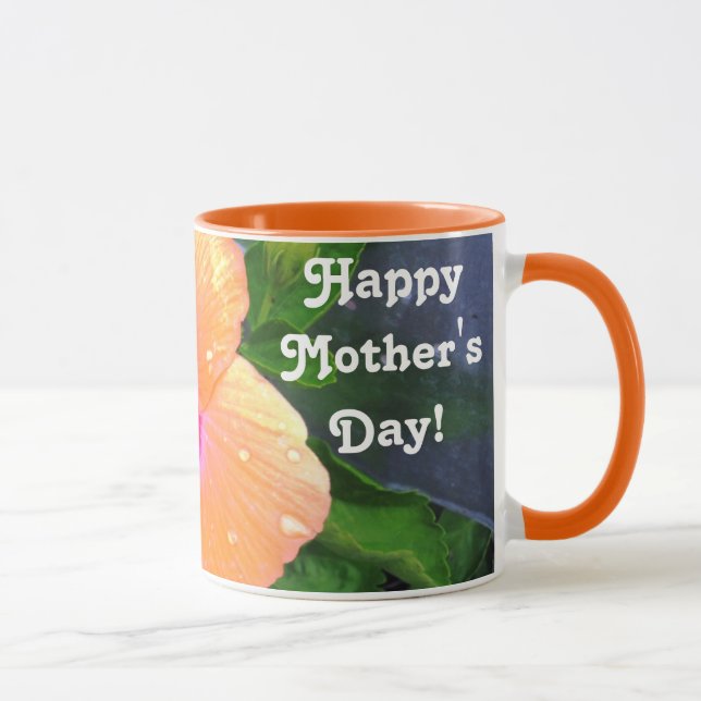 Caneca Hibisco Laranja Feliz Dia das Mães (Direita)
