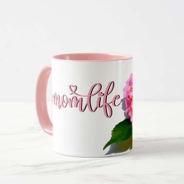 Caneca Hídranga floral rosa elegante Melhor Mãe Nunca (Frente Esquerda)