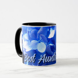 Caneca Hídrangas florais azuis Elegantes - Melhor Tia Nun