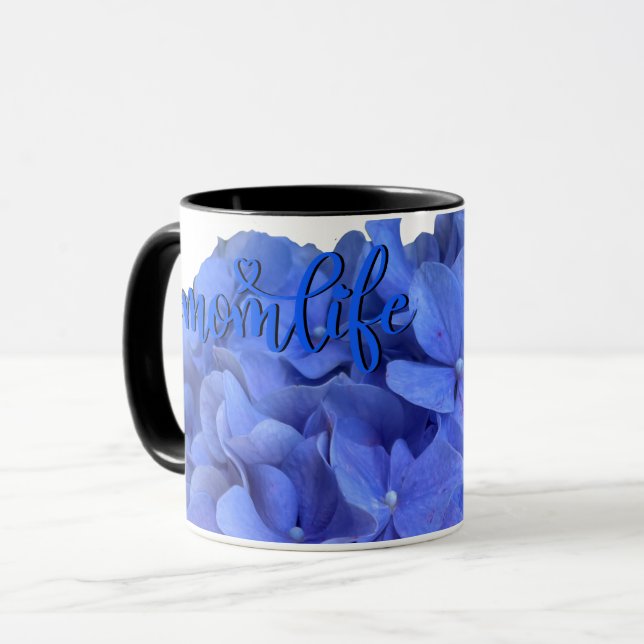 Caneca Hídrangas florais do periwinkle azul Elegante (Frente Esquerda)