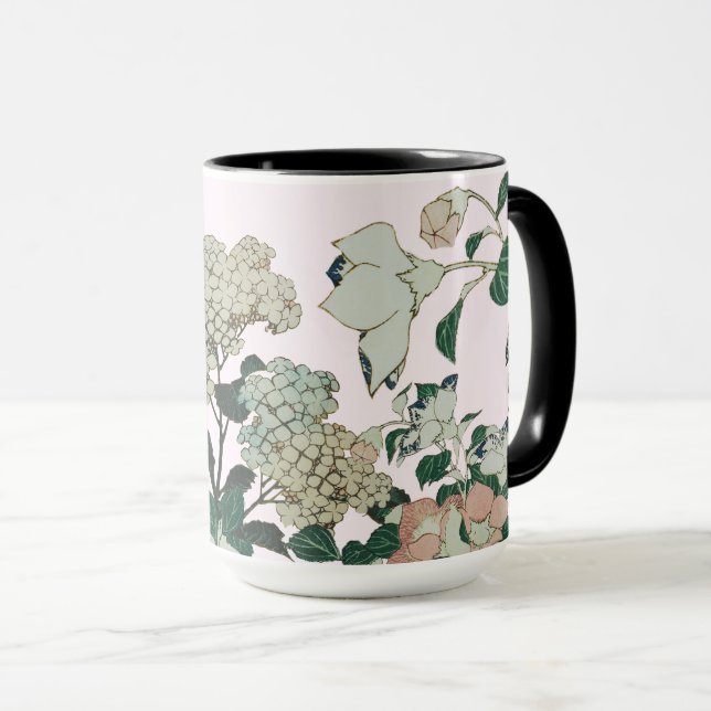 Caneca Hídrangea Elegante e Bloom Botânico (Frente Esquerda)