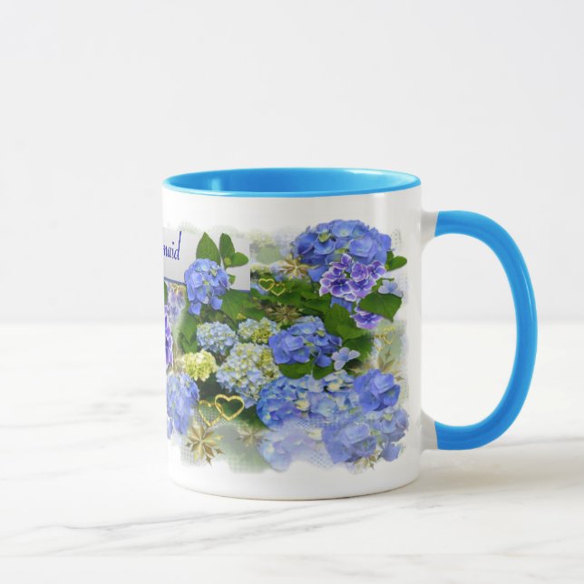 Caneca HIDRANGÉAS AZUIS ~ Ringer Mug (Direita)