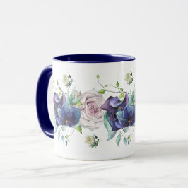 Caneca Hidrósia Azul Profundo e Rosas