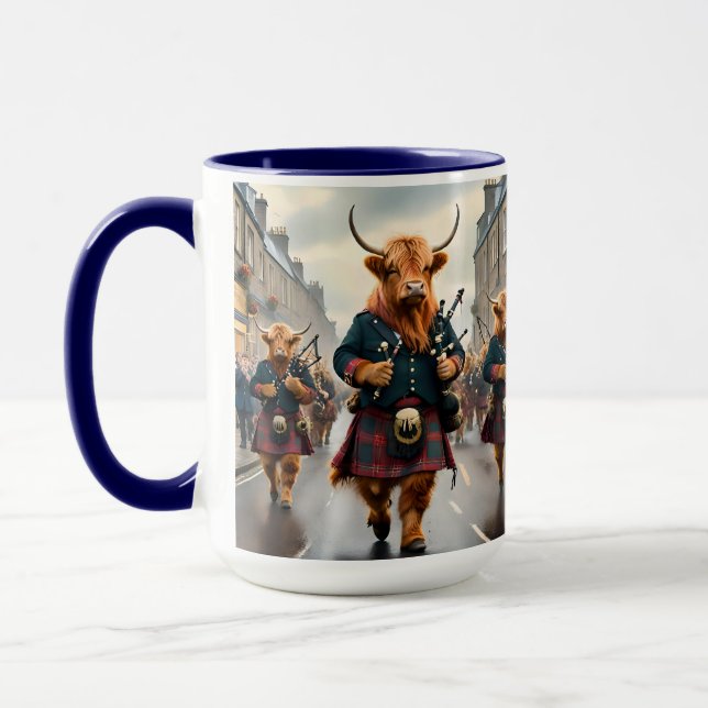 Caneca Highland Harmony: Bagpipe Highland Cow Banda (Esquerda)