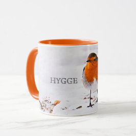 Caneca Higiene com um pássaro robin fofo na neve