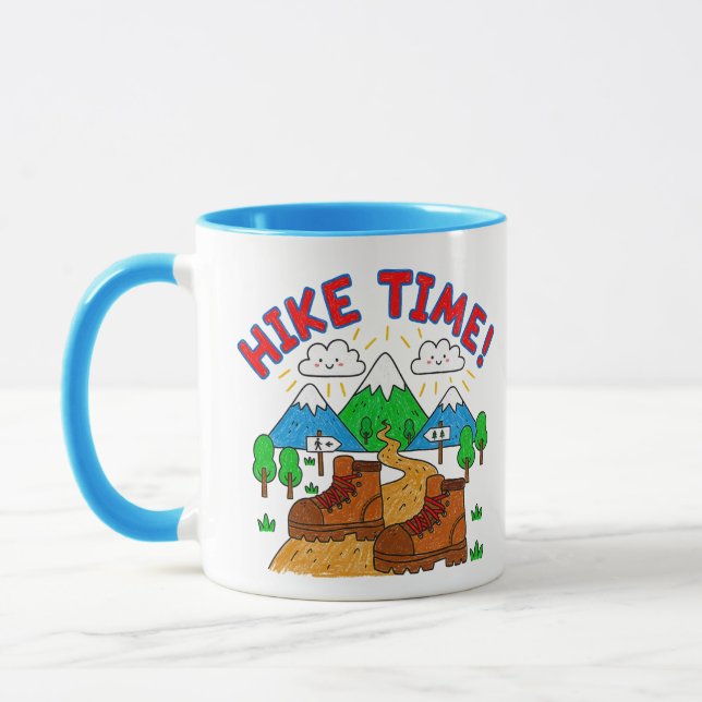 Caneca Hike Time Kids Drawing with Mountains (Esquerda)
