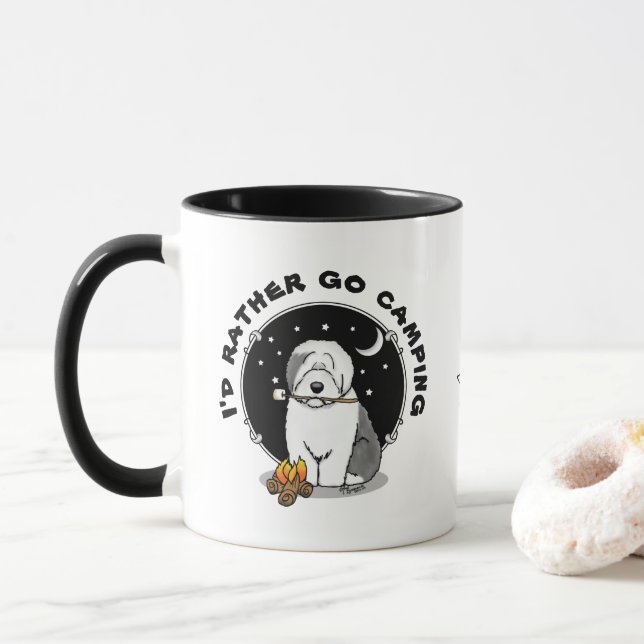 Caneca Hiker Camper Antiga Cinza de Cachorro de Ovinos In (Com Donut)