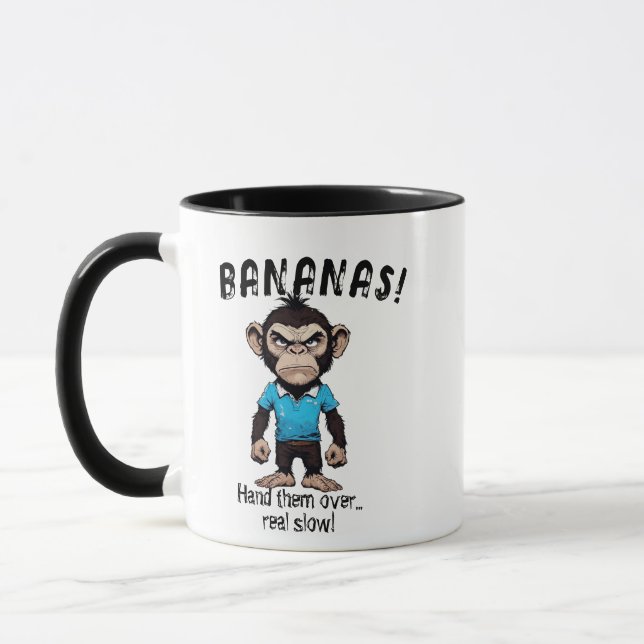 Caneca Hillarious Banana Segurando Gráfico Engraçado Maca (Esquerda)