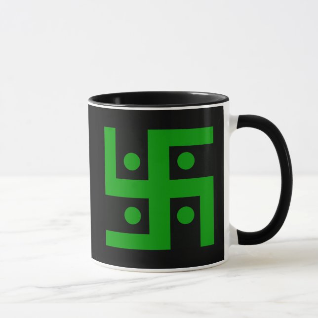 Caneca Hindu swastika (verde em fundo preto) (Direita)