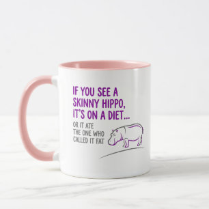 Caneca Hipopótamo Magro Citação Engraçada   Humor Sarcást