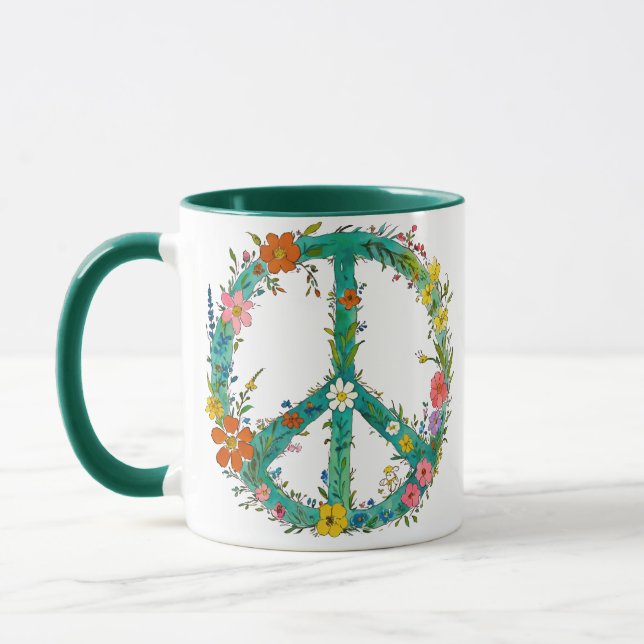 Caneca Hippie Floral Sinal de Paz (Esquerda)