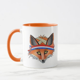 Caneca Hipster Red Fox Engraçado Animal Patriótico Banda 