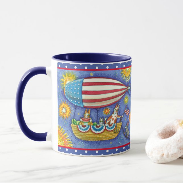 CANECA HISS N' FITZ CATES E MOUSE EM 4 DE JULHO DE ZEPPEL (Com Donut)