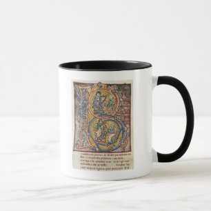 Caneca Historiated rubrica "B" que descreve o rei David