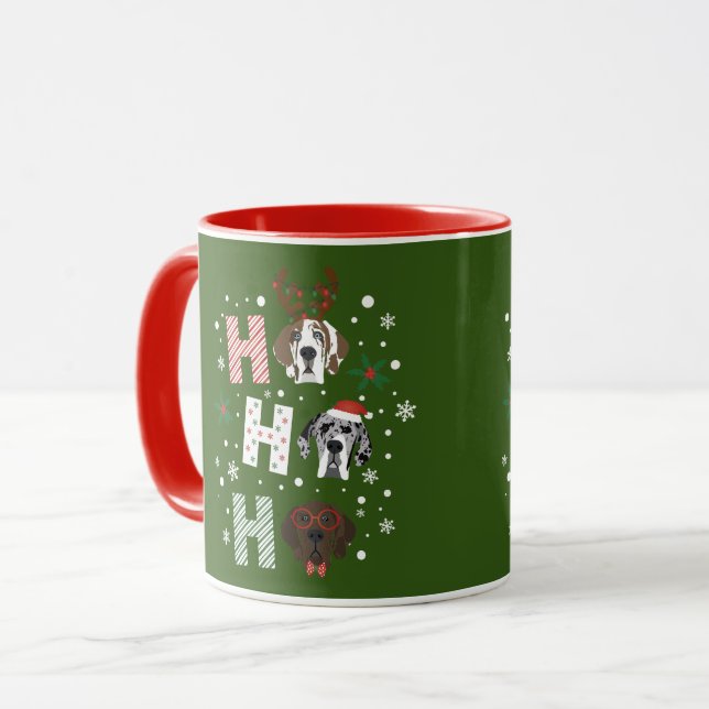 Caneca Ho Ho Grande Dane Feliz Natal (Frente Esquerda)