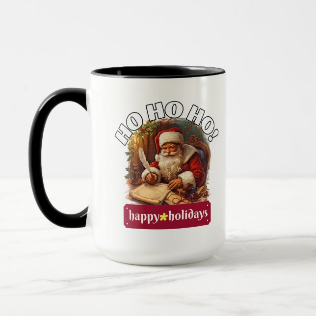Caneca Ho Ho Ho Santa Christmas Mug | Festive Gift Idea (Esquerda)