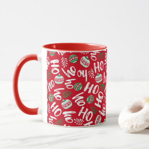 Caneca Ho Ho Red & Green Christmas Balls Bright Red