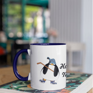 Caneca Hockey, mamãe Pinguin, com palito de hóquei