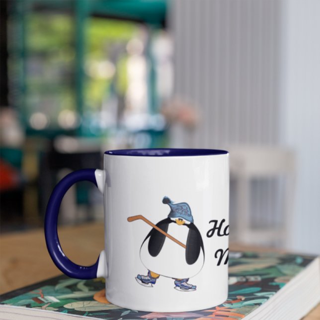 Caneca Hockey, mamãe Pinguin, com palito de hóquei (Criador carregado)