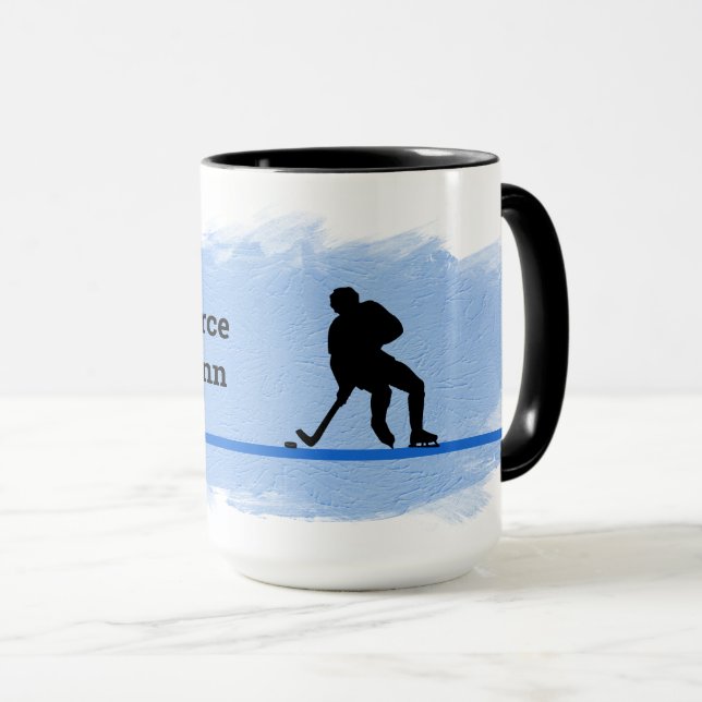 Caneca Hockey - Player Silhouette and Puck Personalize (Frente Esquerda)