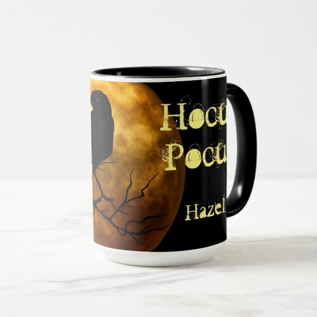 Caneca Hocus Personalizados Pocus Raven Moon Halloween (Frente Esquerda)