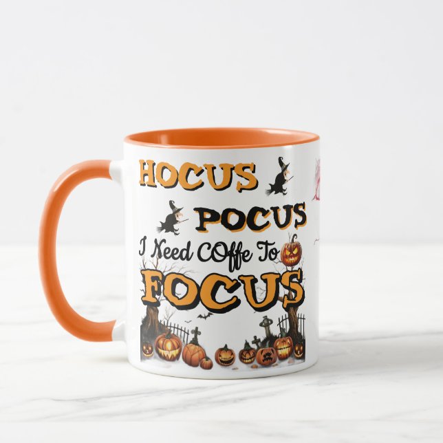 Caneca Hocus Pocus Preciso de Café para Focar Funny Hallo (Esquerda)
