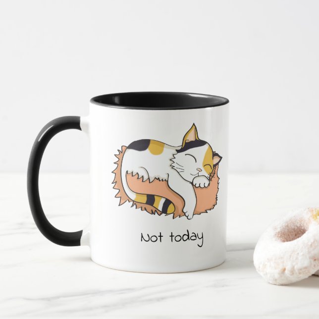 Caneca Hoje não está dormindo o gato do Callico (Com Donut)