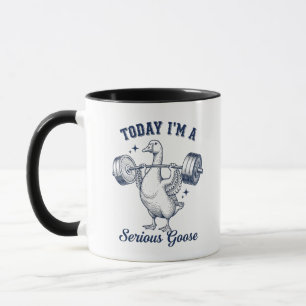 Caneca Hoje sou um Ganso sério Levantando Pesos Engraçado