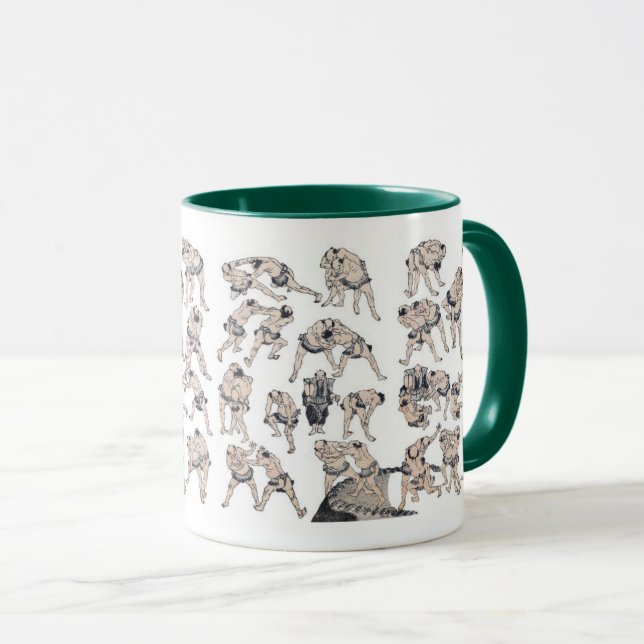 Caneca Hokusai , Image of Sumo wrestlers (Frente Esquerda)