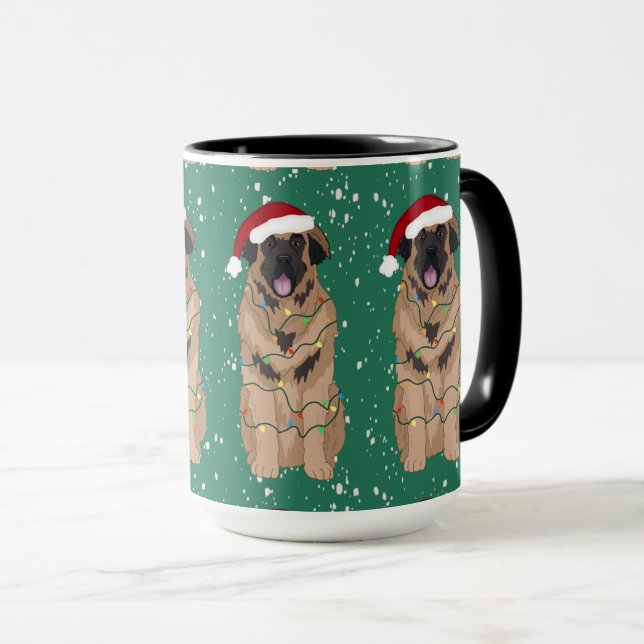 Caneca Holiday Christmas Leonberger (Frente Esquerda)