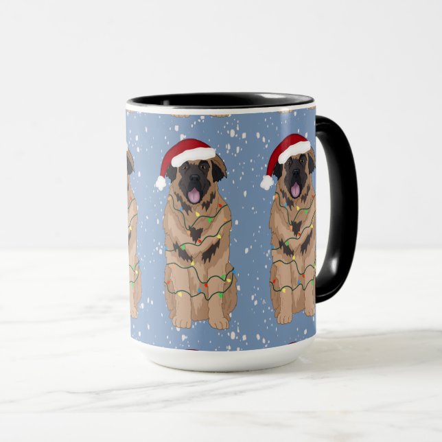 Caneca Holiday Christmas Leonberger (Frente Esquerda)