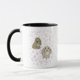 Caneca Holland lop bunnies with hearts