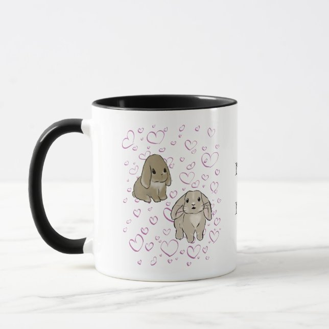 Caneca Holland lop bunnies with hearts (Esquerda)
