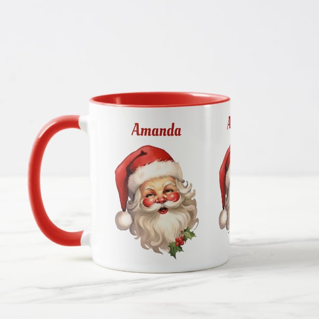 Caneca Holly Jolly Santa Claus Retro Natal (Esquerda)