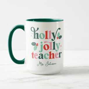 Caneca Holly Jolly Teache Retro Holiday Mug