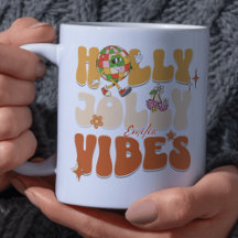 Holly Jolly Vibe Retro Groovy Brown Nome de Natal