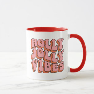 Caneca Holly Jolly Vibes - Retro Holiday Cheer