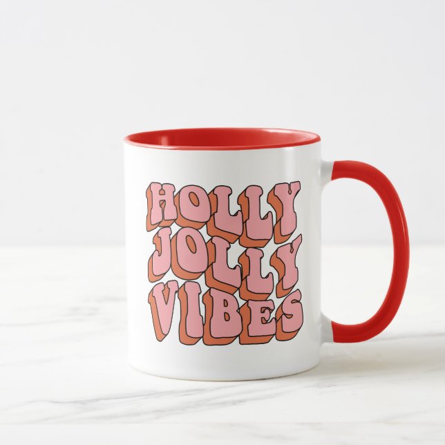 Caneca Holly Jolly Vibes - Retro Holiday Cheer (Direita)