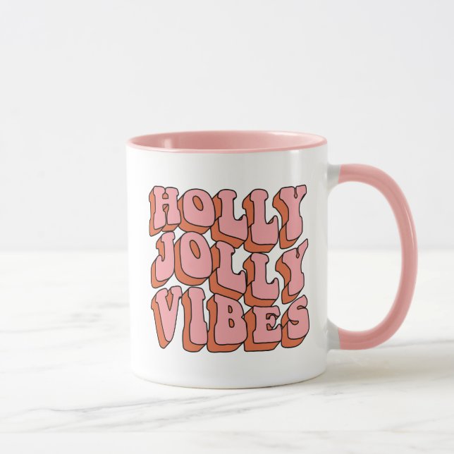 Caneca Holly Jolly Vibes - Retro Holiday Cheer (Direita)