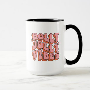 Caneca Holly Jolly Vibes - Retro Holiday Cheer